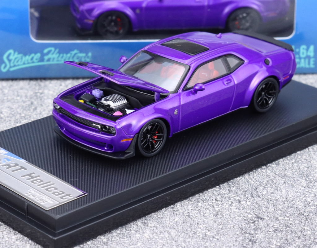 SH 1:64 Purple Challenger SRT Muscle Hellcat Sport Model Diecast Metal Car New Collection