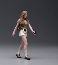 Load image into Gallery viewer, 1:24 Painted Figure Model Miniature Resin Diorama Brown Curly Hair Walking Girl
