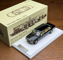 Load image into Gallery viewer, GOC 1:64 Black 1976 230E W123 Luxury Limo Luxury Model Diecast Metal Car New Collection
