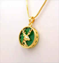 Load image into Gallery viewer, Nature Jade Deer Reindeer Pendant Necklace Gift Jewelry charm Blessing Lucky a
