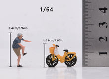 Load image into Gallery viewer, 1:64 Painted Figure Model Miniature Resin Diorama Scene Elderly Riding Bicycle

