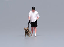 Load image into Gallery viewer, 1:64 Painted Figure Model Miniature Resin Diorama Sand Camera Walking Dog Man
