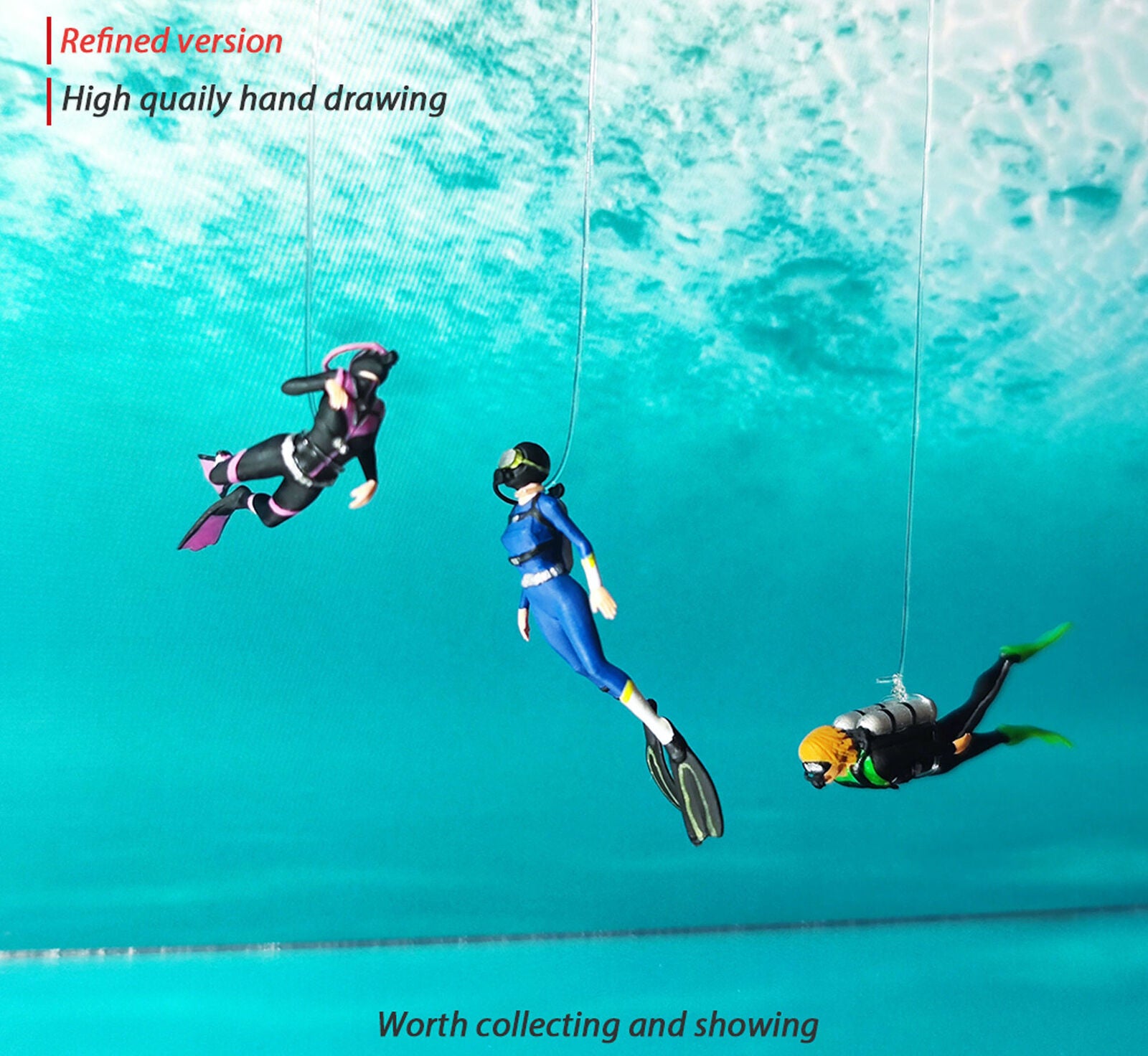 1:64 Painted Figure Mini Model Miniature Resin Diorama Toy Diving Equi ...