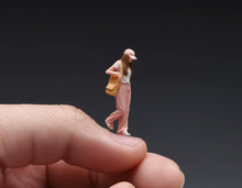 Load image into Gallery viewer, 1:64 Painted Figure Model Miniature Resin Diorama Toy Sand Pink Cap Girl Walking

