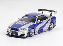 Load image into Gallery viewer, FS 1:64 Silver Blue NFS Skyline GTR R34 Sports Model Diecast Metal Car BN
