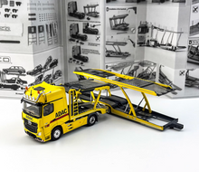 Load image into Gallery viewer, 1:64 Yellow ADAC Actros Gigaspace 4x2 Trailer Truck Model Diecast Metal Car
