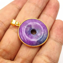 Load image into Gallery viewer, Nature Jade Purple Fortune Round Pendant Necklace Gift Jewelry charm Blessing
