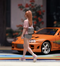 Load image into Gallery viewer, 1:24 Painted Figure Model Miniature Resin Diorama Walking Pretty Girl Backpack
