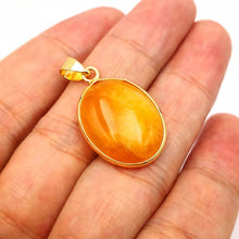 Load image into Gallery viewer, Nature Jade Yellow Oval Pendant Necklace Gift Jewelry charm Blessing Lucky New
