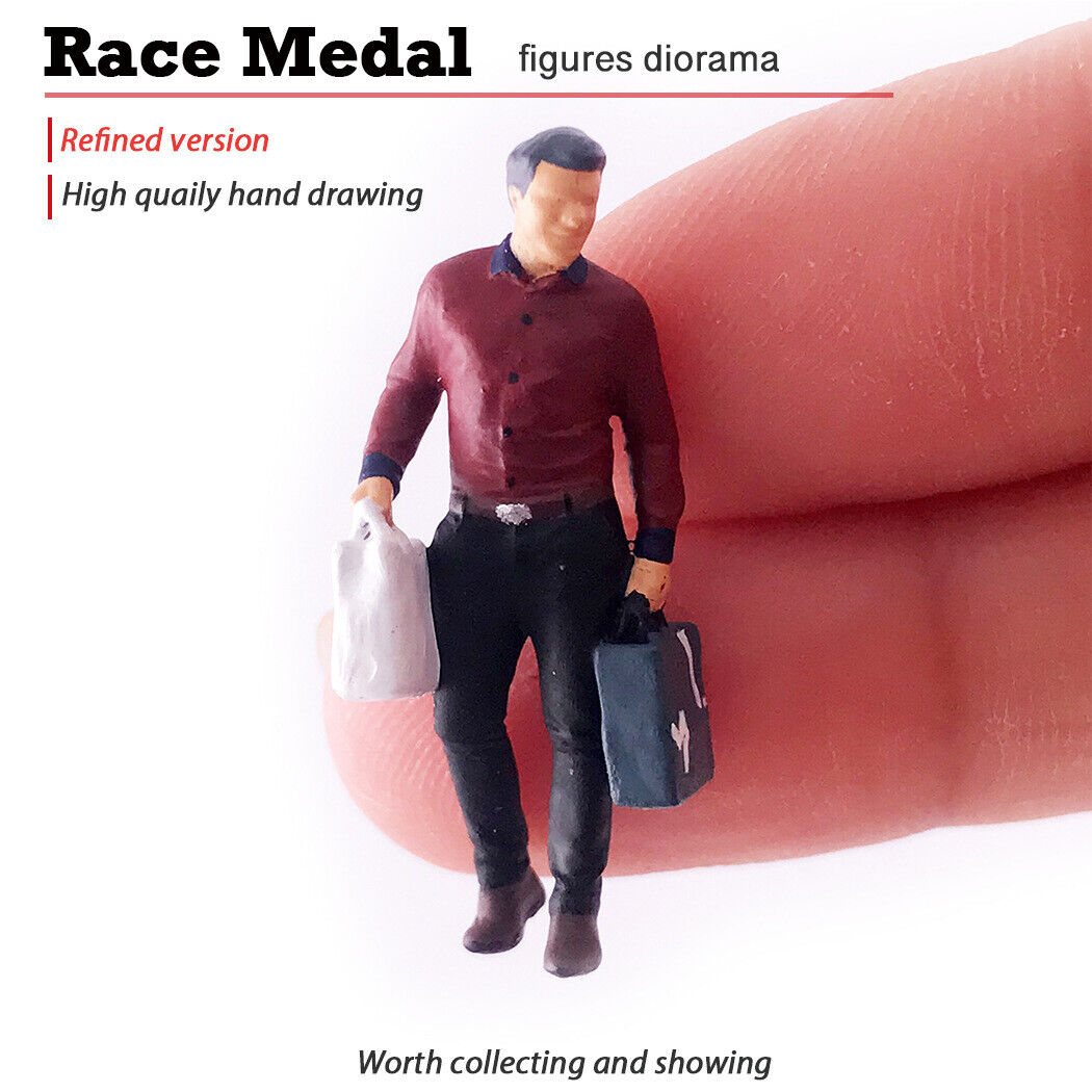 1:64 Painted Figure Mini Model Miniature Resin Diorama Sand Shopping Bag Man Red