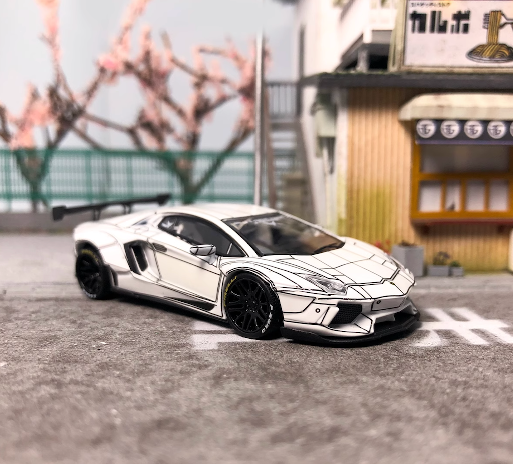 TPC 1:64 White LP700-4 Aventador LB Racing Sports Model Diecast Metal Car New