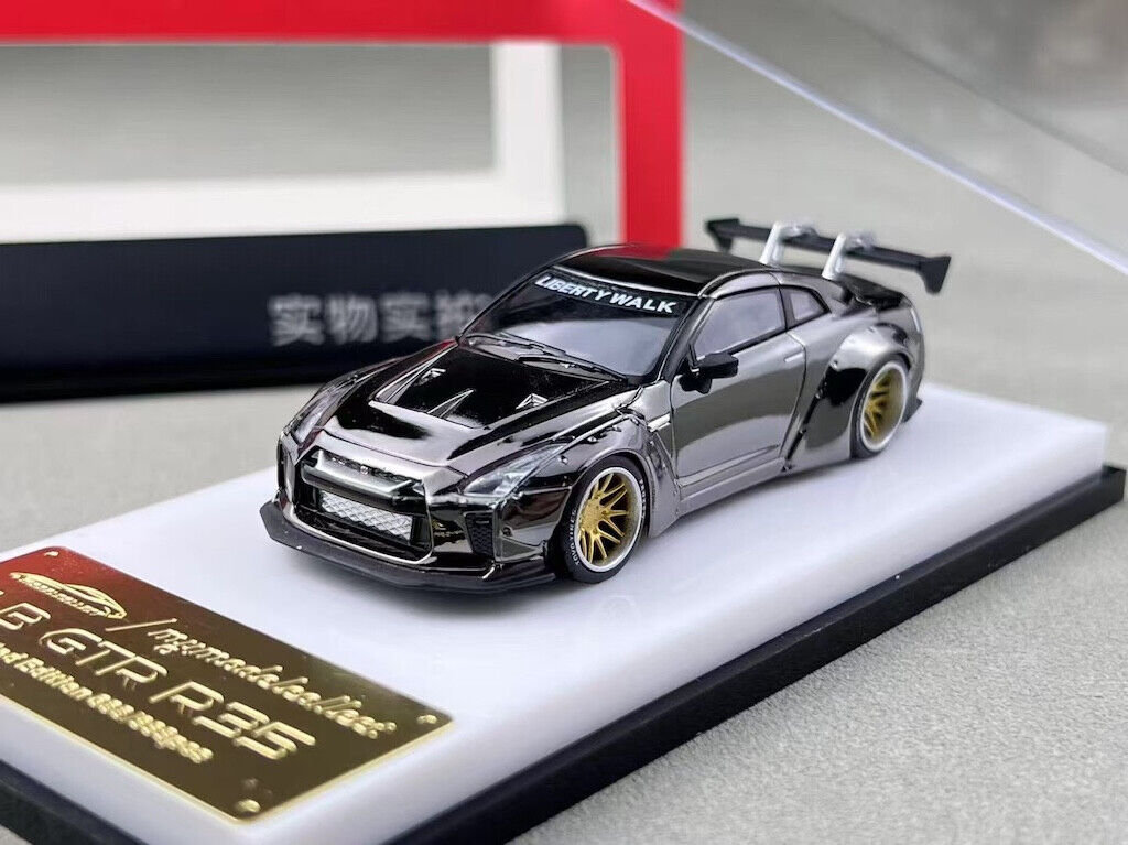 MC 1:64 Plating Gray LB GTR R35 Racing Sports Model Diecast Metal Car New Collection