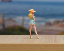 Load image into Gallery viewer, 1:24 Painted Figure Model Miniature Resin Diorama Sand Girl Blue Dress Hat Lady
