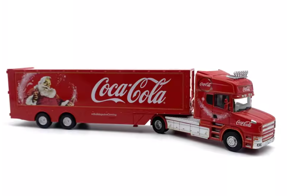 1:76 Red Coke Christmas Scania T Cab Delivery Truck Model Diecast Metal Car
