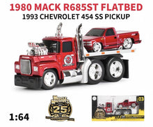 Load image into Gallery viewer, Maisto 1:64 MACK R685ST 454 SS Pickup Flatbed Trailer Model Diecast Metal Car
