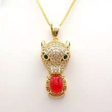 Load image into Gallery viewer, Nature Jade Leopard Pendant Necklace Gift Jewelry charm Blessing Lucky Accessory
