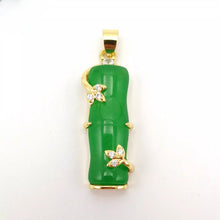 Load image into Gallery viewer, Nature Jade Bamboo Pendant Necklace Gift Jewelry charm Blessing Lucky Green G
