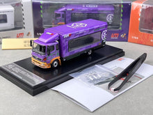Load image into Gallery viewer, UM 1:64 Purple 500 HINO EVA Ranger Transporter Truck Model Diecast Metal Car
