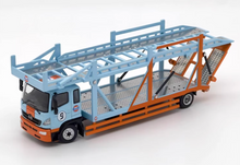 Load image into Gallery viewer, 1:64 Blue Gulf 500 HINO Ranger Double Transport Truck Model Diecast Metal Car
