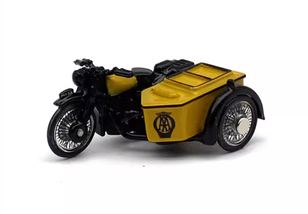 1:76 Yellow AA Tricycle Motorcycle Motor Bike Model Diecast Metal Car New Collection