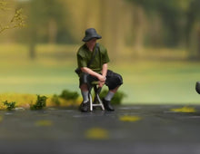 Load image into Gallery viewer, 1:64 Painted Figure Model Miniature Resin Diorama Sand Sitting Cool Hat Man Boy
