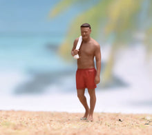 Load image into Gallery viewer, 1:64 Painted Figure Model Miniature Resin Sand Man With Swimming Suit Towel
