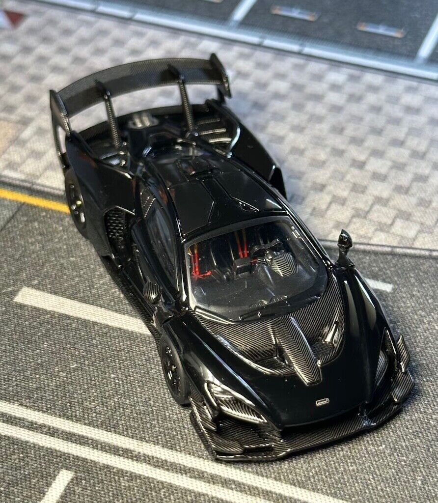 CM 1:64 Black Senna GTR Racing Sports Model Diecast Metal Car New Collection