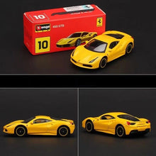 Load image into Gallery viewer, Bburago 1:64 Yellow Ferrari 488 GTB Racing Sports Model Toy Diecast Metal Car
