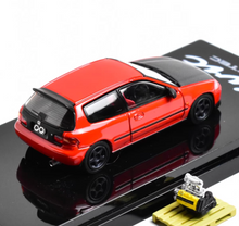 Load image into Gallery viewer, HJ 1:64 Red Carbon Civic EG6 SiR-S Engine Sport Model Diecast Metal Car New Collection
