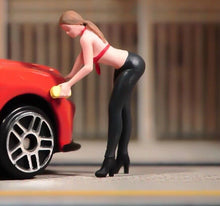 Load image into Gallery viewer, 1:64 Painted Figure Model Miniature Resin Diorama Sand Car Wash Girl Lady Sexy New Collection
