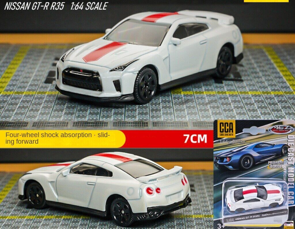 CCA 1:64 White JDM R35 GTR Skyline Sports Model Toy Diecast
