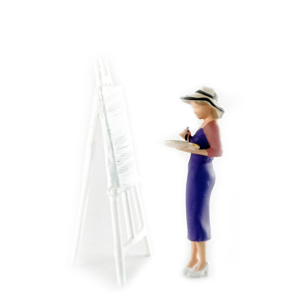 1:64 Painted Figure Mini Model Miniature Resin Diorama Artist Painter Lady Blue