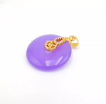 Load image into Gallery viewer, Nature Jade Puprle Round Fortune Pendant Necklace Gift Jewelry charm Blessing
