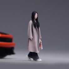 Load image into Gallery viewer, 1:24 Painted Figure Model Miniature Resin Diorama Sand Wind Coat Girl Walking

