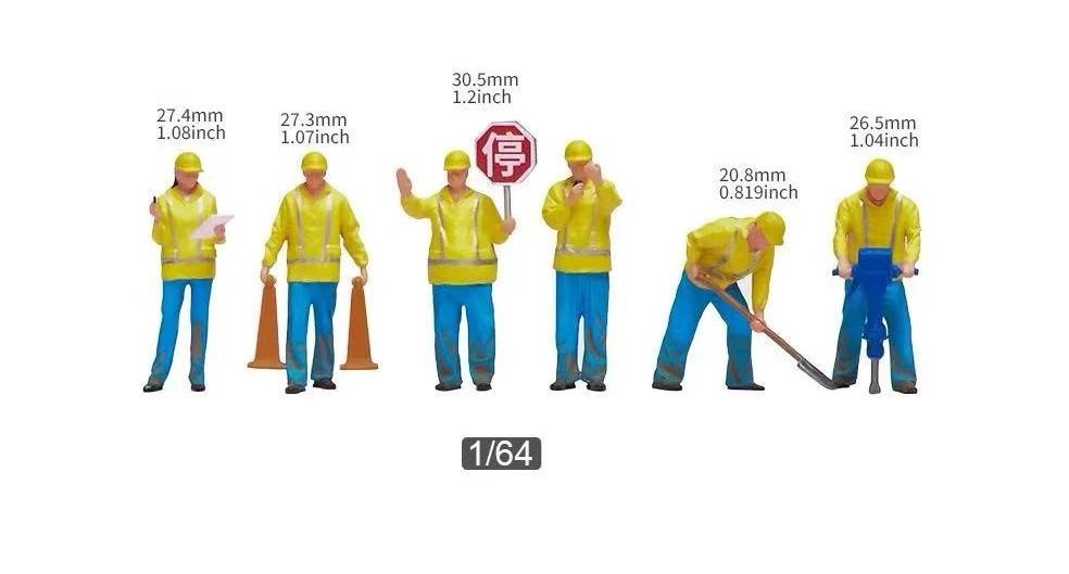 1:64 Painted Figure Model Miniature Resin Diorama Sand Engineerer Worker Man Set