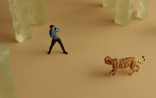 Load image into Gallery viewer, 1:64 Painted Figure Model Miniature Resin Diorama Sand Wild Photographer Tiger

