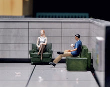 Load image into Gallery viewer, 1:64 Painted Figure Mini Model Miniature Resin Diorama Sofa Chatting Sitting Toy
