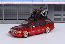 Load image into Gallery viewer, Mortal 1:64 Red VIP S124 E300 Wagon Roof Bike Model Diecast Metal Car New
