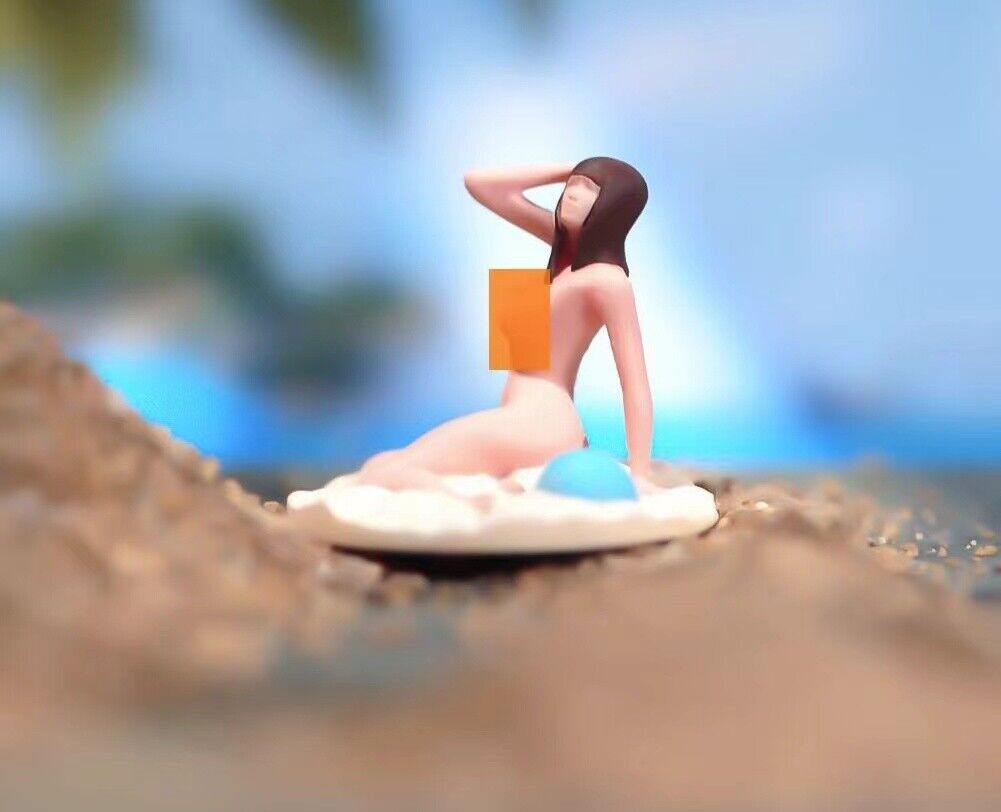 1:64 Painted Figure Model Miniature Resin Diorama Sand Sexy Girl Lady Beach Toy