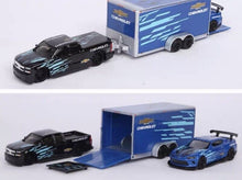 Load image into Gallery viewer, Maisto 1:64 2004 Silverado Pickup Trailer 2016 Camaro Model Toy Metal Car BN
