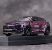 Load image into Gallery viewer, Flame 1:64 Purple Carbon URUS Widebody SUV Sports Model Diecast Metal Car New Collection
