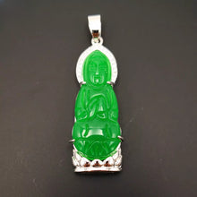 Load image into Gallery viewer, Nature Jade Guanyin Pendant Necklace Gift Jewelry charm Blessing Lucky Green S
