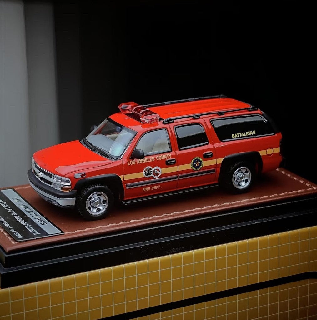 MK HEC 1:64 2003 Red Suburban USCP LAFD Fire SUV Model Diecast Metal Car New Collection