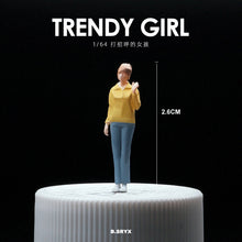Load image into Gallery viewer, 1:64 Painted Figure Mini Model Miniature Resin Diorama Sand Toy Say Hi Girl Lady New Scene
