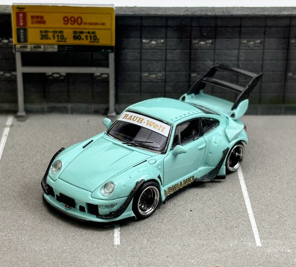 SW 1:64 Green RWB 993 Racing Sports Classic Model Diecast Metal Car New Collection