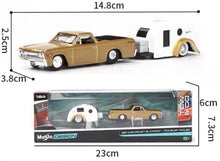 Load image into Gallery viewer, Maisto 1:64 1967 El Camino Pickup Traveler Trailer Tow &amp; Go Model Metal Car
