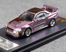Load image into Gallery viewer, DK 1:64 Pink Carbon Skyline GTR R34 Racing Sport Model Diecast Metal Car New Collection
