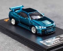 Load image into Gallery viewer, DK 1:64 Blue Carbon Skyline GTR R34 Racing Sport Model Diecast Metal Car New Collection
