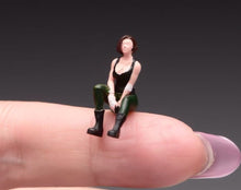 Load image into Gallery viewer, 1:64 Painted Figure Model Miniature Resin Diorama Lady in Black Sitting Cool Toy
