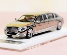 Load image into Gallery viewer, SH 1:64 Plating Silver Maybach S600 Pullman Limousine Model Diecast Metal Car
